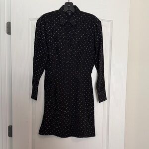 Club Monaco Black and White Polkadot Long Sleeve Dress